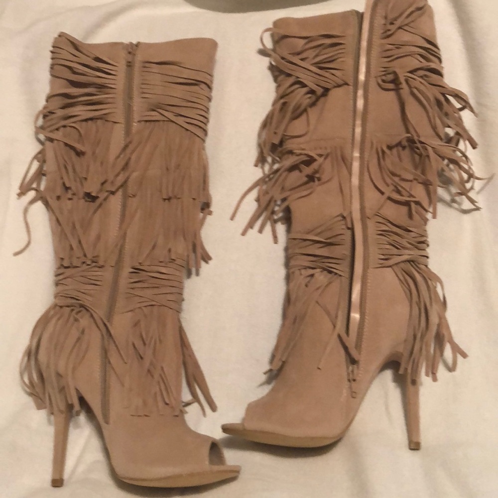 Tan knee high boots
